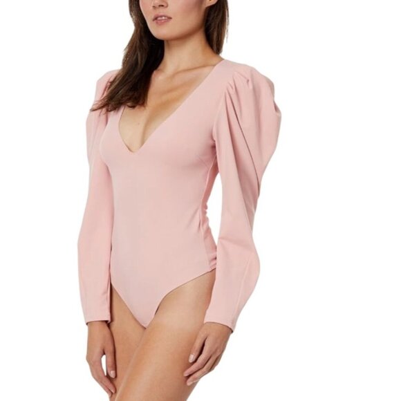 Free People Va Va Voop Size Small Intimately Bodysuit NWT Puff Sleeve Heart Haze - Picture 16 of 16